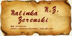 Malinka Zeremski vizit kartica
